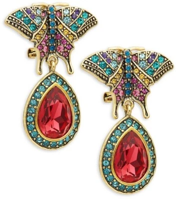 Heidi Daus® Mosaic Multi Color Butterfly Fantasy Drop Earrings Omega Back - Image 1 of 4