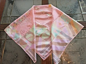 Vtg Echo 31 x 31” Silk Scarf Tropical Summer Beach Resort Theme In Pastels - Picture 1 of 14