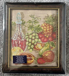 Vintage Gobelin Halb Kreuzstich Set mit Rahmen Stillleben Obst Neu im Karton - Bild 1 von 6