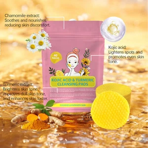 40pcs Turmeric Kojic Acid Pads Turmeric Cleansing Pads Facial Sponges Exfoliate - Picture 1 of 12