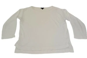Ann Taylor Petites Womens XS Top Blouse Long Sleeve Round Neck White Shear - Picture 1 of 10