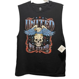 CELEBRATE PATRIOTIC schwarzes Muskelshirt Herren Large (42-44) Totenköpfe Adler neu mit Etikett - Bild 1 von 12