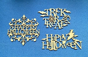  MDF Madera Halloween Puerta Placa Regalos Tarjeta Topper Adornos - Imagen 1 de 7
