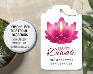 Etiquetas de regalo personalizadas Diwali celebración de las luces etiqueta favor bolsa dulce 092 - Imagen 1 de 14