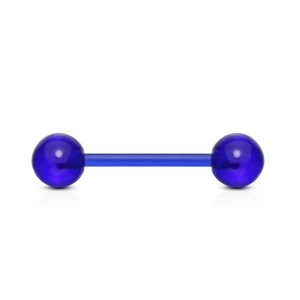 12mm Short Blue Bio Flex Metal Free Tongue Bar Nipple Piercing Tounge allergy - Picture 1 of 2