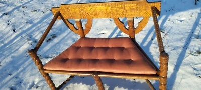 Neo-Gothic 5-Legged Oak Bench Vintage Antique Monks Swedish - Image 1 of 4