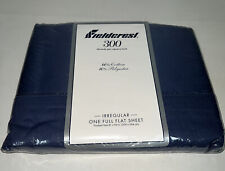 Vintage Fieldcrest Full Flat Sheet Irregular Dark Blue 300 Thread Count NOS