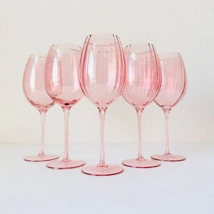 Juego de 5 copas de vino Francesca rosa puerta delantera tallo alto con patas NUEVO - Imagen 1 de 11