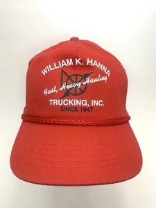 Vintage William ￼K Hanna Trucking Hat Red Rope Double SnapBack Adjustable 1980s - Picture 1 of 11