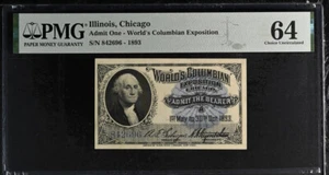 1893 WORLDS COLUMBIAN EXPO TICKET WASHINGTON PMG 64 - Picture 1 of 2