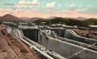 Vintage Postcard 1916 Birds Eye View Miraflores Locks Panama Canal Twin Locks