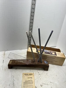Crock Stick Sharpener Block With 2 Sets Of Rods Oak Wood Base w/ Instructions#O6 - Picture 1 of 11