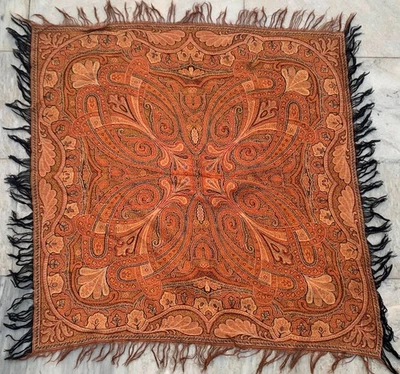 Vintage Hand Woven Paisley Shawl Women Shawl Woolen Textile 2x3 ft Free Ship - Image 1 of 4