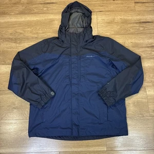 Chaqueta para hombre L Eddie Bauer WeatherEdge azul con capucha malla forrada lluvia al aire libre - Imagen 1 de 6
