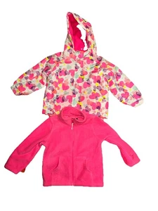 Children’s Place Girls 3T 2 Pc Winter Coat Hearts Pink Jacket Pre-owned - Picture 1 of 9