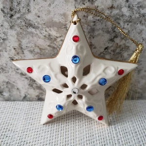 LENOX Estrella de la Libertad Ornamento Patriótico Acento Oro 24K con Cristales de Swarovski - Imagen 1 de 5
