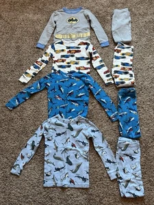 4 Pairs of Gap Boys 5T Organic Cotton Long Sleeve PJs Batman, Lightning McQueen - Picture 1 of 10