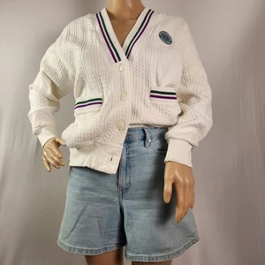 Wimbledon Tennis Championship Sweater Women's Small Cable-Knit Kent & Curwen - Picture 1 of 9