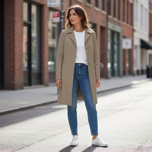 London Fog Taupe Trench Coat Womens Large Waterproof Lightweight Stretch Button - Picture 1 of 7