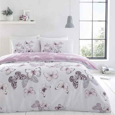 Catherine Lansfield Bedding Scatter Butterfly Double Duvet Cover Set with