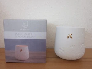 Edles Räder Design Porzellanlicht Windlicht Teelicht Herbstliche Blätterprägung - Bild 1 von 4