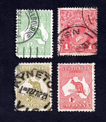 Australia 1913-27 group of stamps SG#1+2d+21c+37 used CV=17.2$ - Image 1 of 2