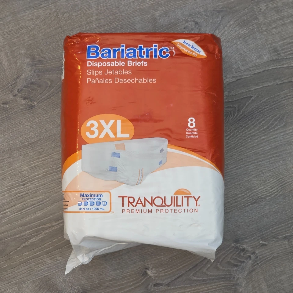 NUEVO Calzoncillos Bariátricos Tranquility 3XL XXXL 8 Ct Desechables Máxima Protección Nuevos en Paquete Foto 1 de 4