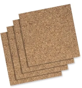 Quartet Cork Tile Or Roll Bulletin Board - Cork Surface 4 Pc 12” x 12” W Hrdwre - Picture 1 of 6