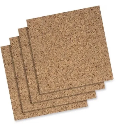 Quartet Cork Tile Or Roll Bulletin Board - Cork Surface 4 Pc 12” x 12” W Hrdwre - Image 1 of 4
