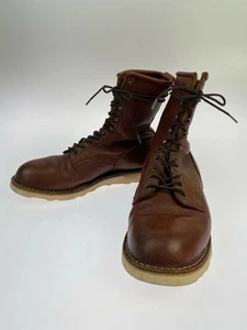 HATHORN BOOTS Lace Up Logger Boots Vibram Sole Leather Brown Size 10EE - Picture 1 of 18