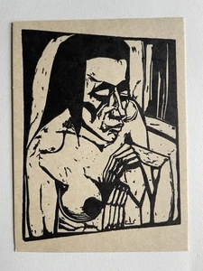 Originalgraphik, Erich Heckel Holzschnitt Hockende, Erich Heckel, Holzschnitt - Bild 1 von 1