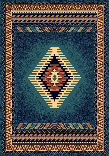 BLUE southwestern APACHE style CARPET 2x3 AREA rug : Approx 1' 10