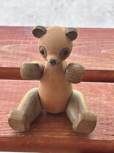 Raro Orig. Juguete de madera Schooline Zoo Line años 50 móvil MCM BEAR - Imagen 1 de 5