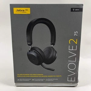 New Jabra Evolve2 75 Lightweight Professional Headset Black HSC150W - Afbeelding 1 van 4