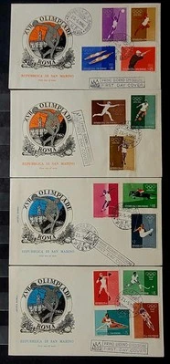 San Marino, 1960, XVII Olympic Games, 4 FDC, comb. shipping. - Image 1 of 2
