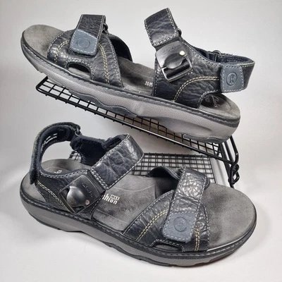 Clarks Sandals Mens Size UK 9.5 Open Toe Black Leather Outdoor Holiday Comfort  - Image 1 of 4