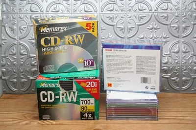 Lot of 25 Memorex CD-RW and 20 Kodak CD-R w/ Slim Jewel Cases F28 - Image 1 of 4