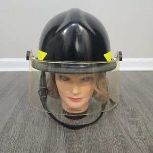 Casco de bombero estructural de fibra de vidrio Bullard FX con protector facial de 4" negro  - Imagen 1 de 23