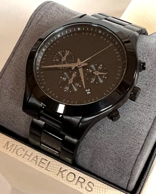 Michael Kors MK8919 Slim Runway Chronograph Black SSteel Watch BNWT GiftBox $250 - Image 1 of 4