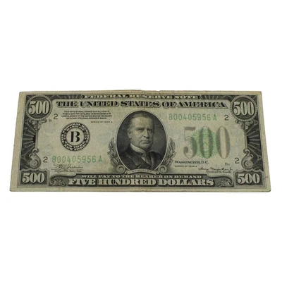 Billete de 500 dólares de la Reserva Federal de Nueva York serie 1934 sin precio base #C754-2 Foto 1 de 4