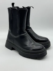 Black Stretch Sides Chunky Platform Chelsea Boots Women’s Size 8.5 - Picture 1 of 4
