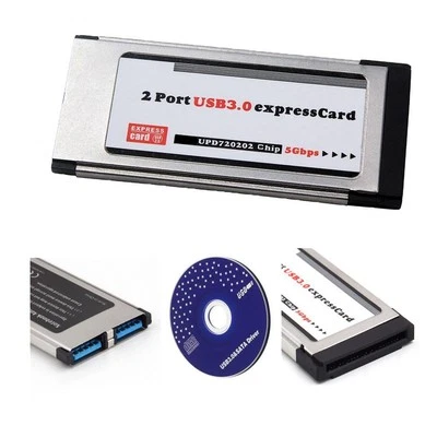 34mm Express Card Expresscard to 2 Port USB 3.0 Adapter for Laptop Notebook - Image 1 of 4