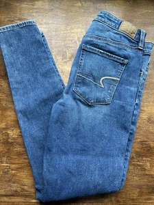 JEANS SKINNY AMERICAN EAGLE Next Level denim elasticizzato donna tg 6 antistressed - Foto 1 di 6