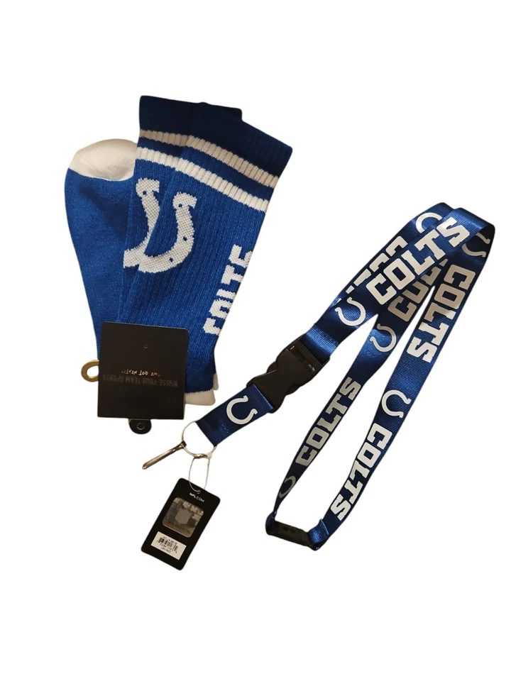 Indianapolis Colts Socks and Lanyard NFL Lot New Size M/L Men's Shoe Size 6-10 - Image 1 of 1