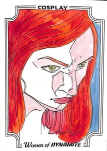 COSPLAY WOMAN OF DYNAMITE SKETCH CARD BY BARRY RENSHAW B