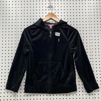 Sudadera con Capucha Juicy Couture Terciopelo Cremallera Negra Niñas Grande 12-14 Terciopelo Suave 16.5x21 Foto 1 de 4