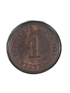 1913-A Germany Empire 1 Pfennig Copper Coin