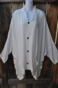 ART TO WEAR LAGENLOOK 702 TUNIC/JACKET IN SOLID WHITE BY MISSION CANYON,90"B,OS+ - Picture 1 of 4