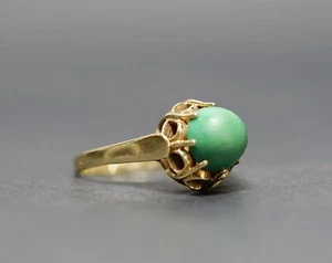 Antiker Vintage Nachlass 14K /585 Gold Ring Türkis Cabochon Stein Größe:7 - Bild 1 von 10