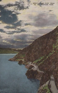 Postal de Cody Road to Yellowstone National Park Wyoming 1953 - Imagen 1 de 2